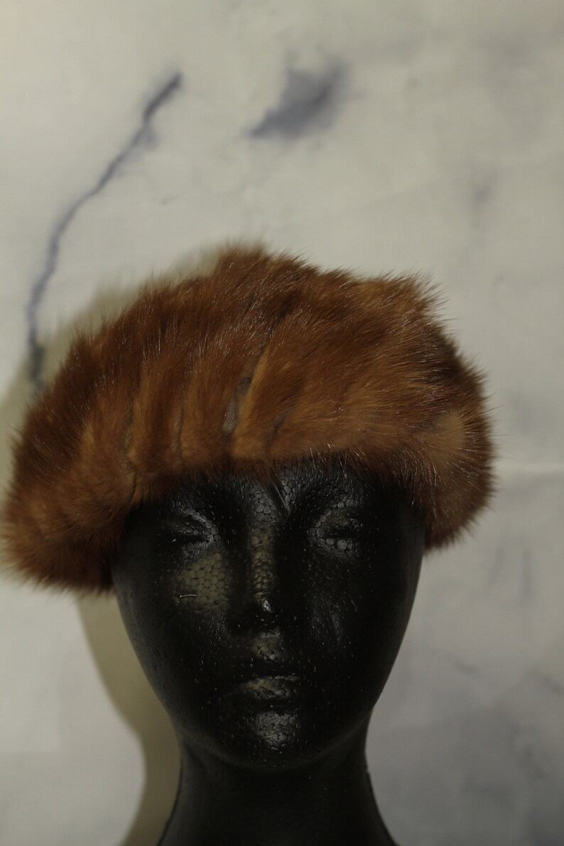 Béret Vintage En Vrai Vison Foncé (dark Brown) - Taille Unique - Occasion Excellent état