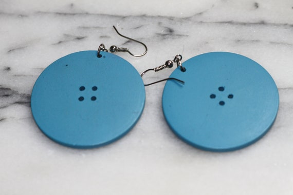 Blue Button Earrings - image 3