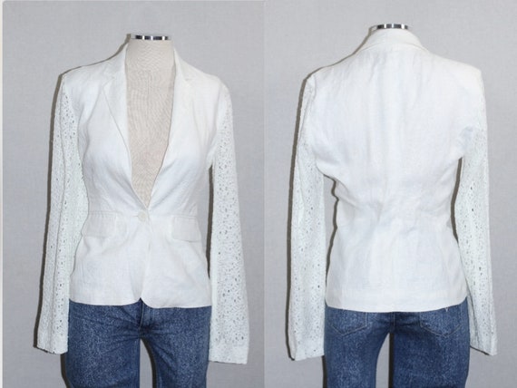 BCBG Linen White Blazer - image 9