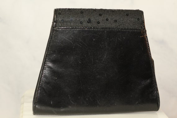 Leather Black Sequin Envelope Clutch - image 6