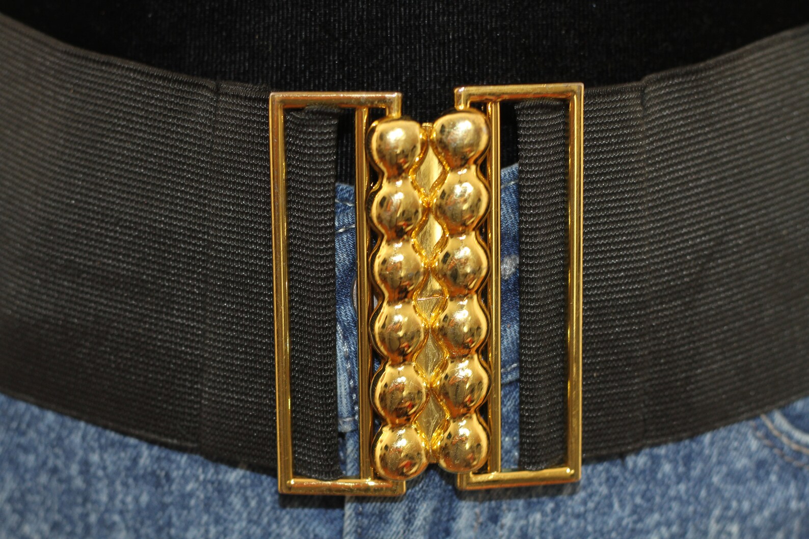 Black & Gold Stretch Belt Belt Etsy