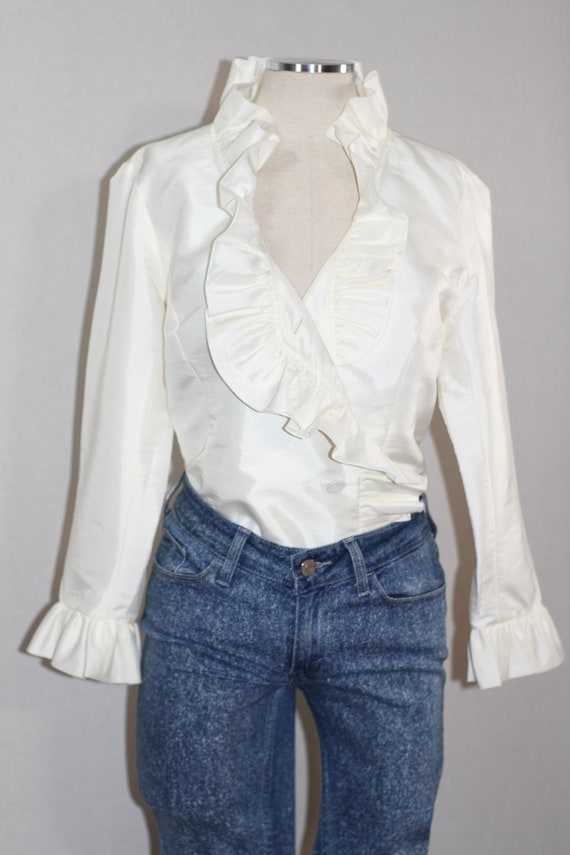 Calvin Klein Ivory Ruffle Blouse - image 7