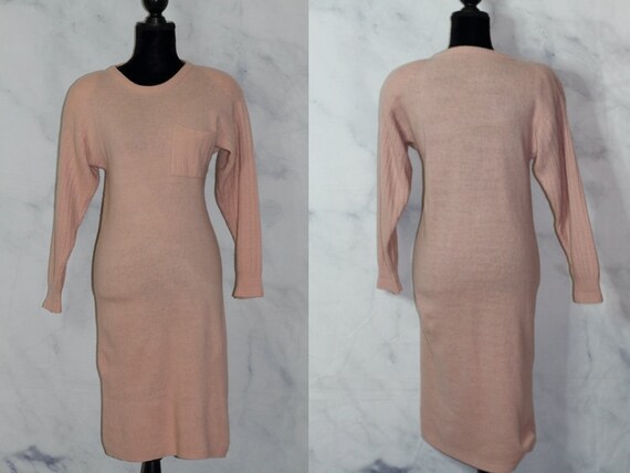 Handmade Pastel Pink Wool Long Dress (S)