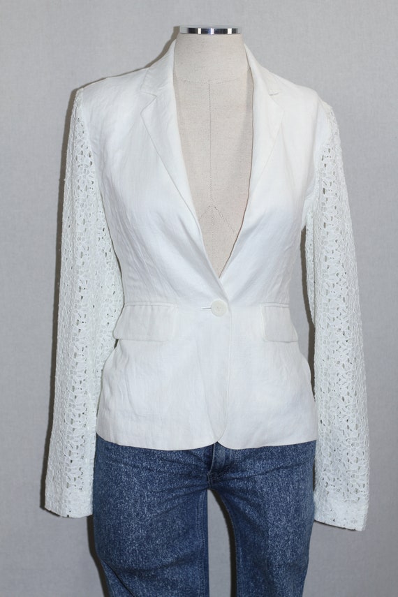 BCBG Linen White Blazer - image 5