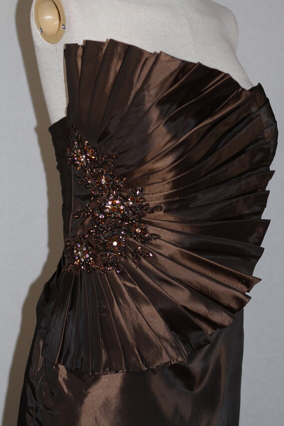 Tony Bowls Brown &  Gold Gown - image 5