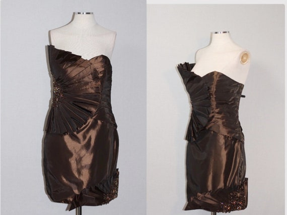 Tony Bowls Brown &  Gold Gown - image 1