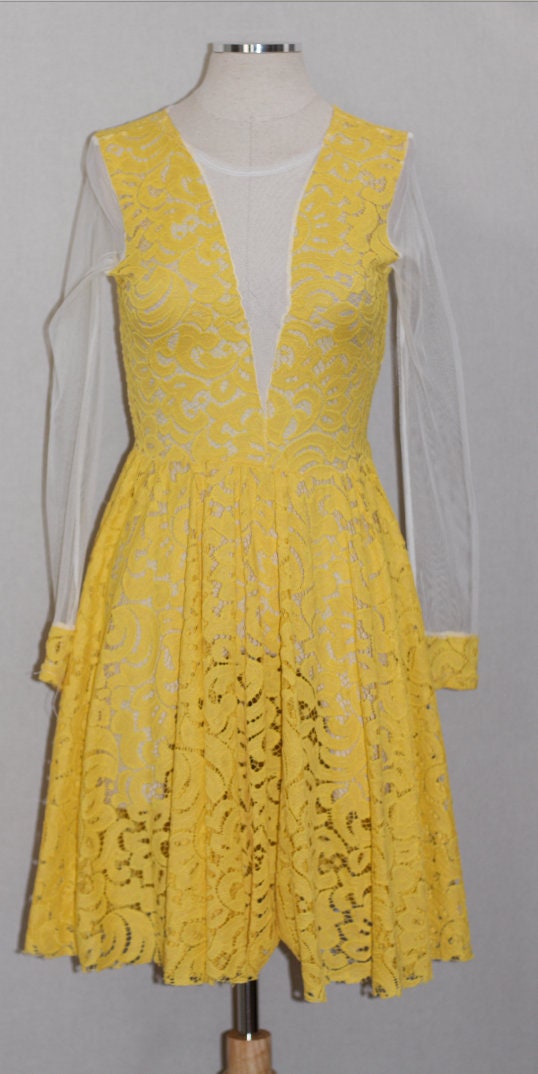 yellow lace mesh dress see through yellow dress See Through Tie Floral Lace Mesh Midi Dress Sexy Hollow Out Sling Split Long Dresses Women Casual Holiday Outfits