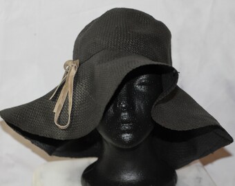 Vintage 80s Banana Republic Wide Brim Straw Raffia Sun Hat  display picture 2