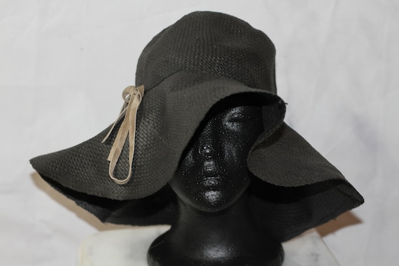 Banana Republic Black Straw Wide Brim Floppy Hat - image 1