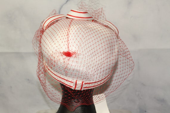 Red & White Pill Box Hat (8) - image 8