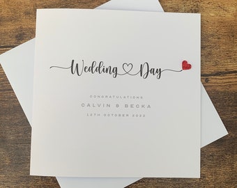 Personalised Wedding Day Card, Small Red 3D Mini Heart, On Your Wedding Day Card, The Big Day Card, Wedding Card, Personalised Wedding Card
