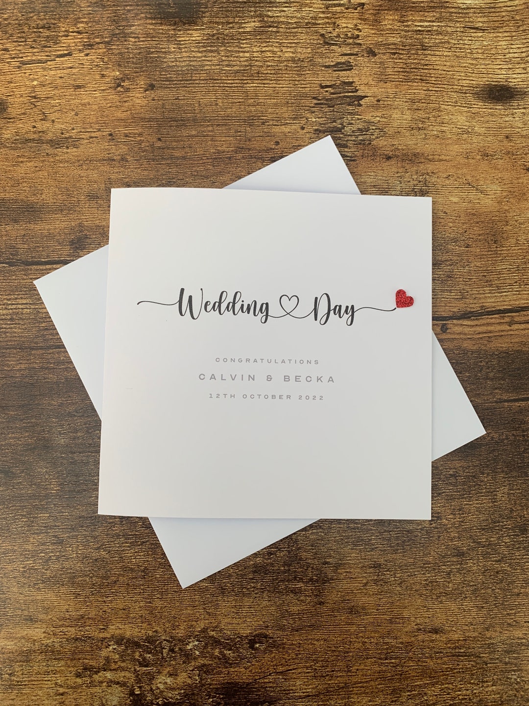 Personalised Wedding Day Card, Small Red 3D Mini Heart, on Your Wedding ...
