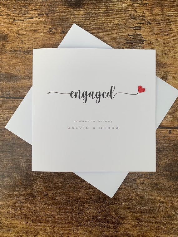 Personalized Engagement Card: Red 3D Heart, Custom Names