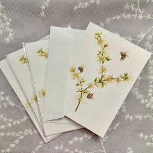 4 pack-Bumble bee Floral Blank Card 5x7