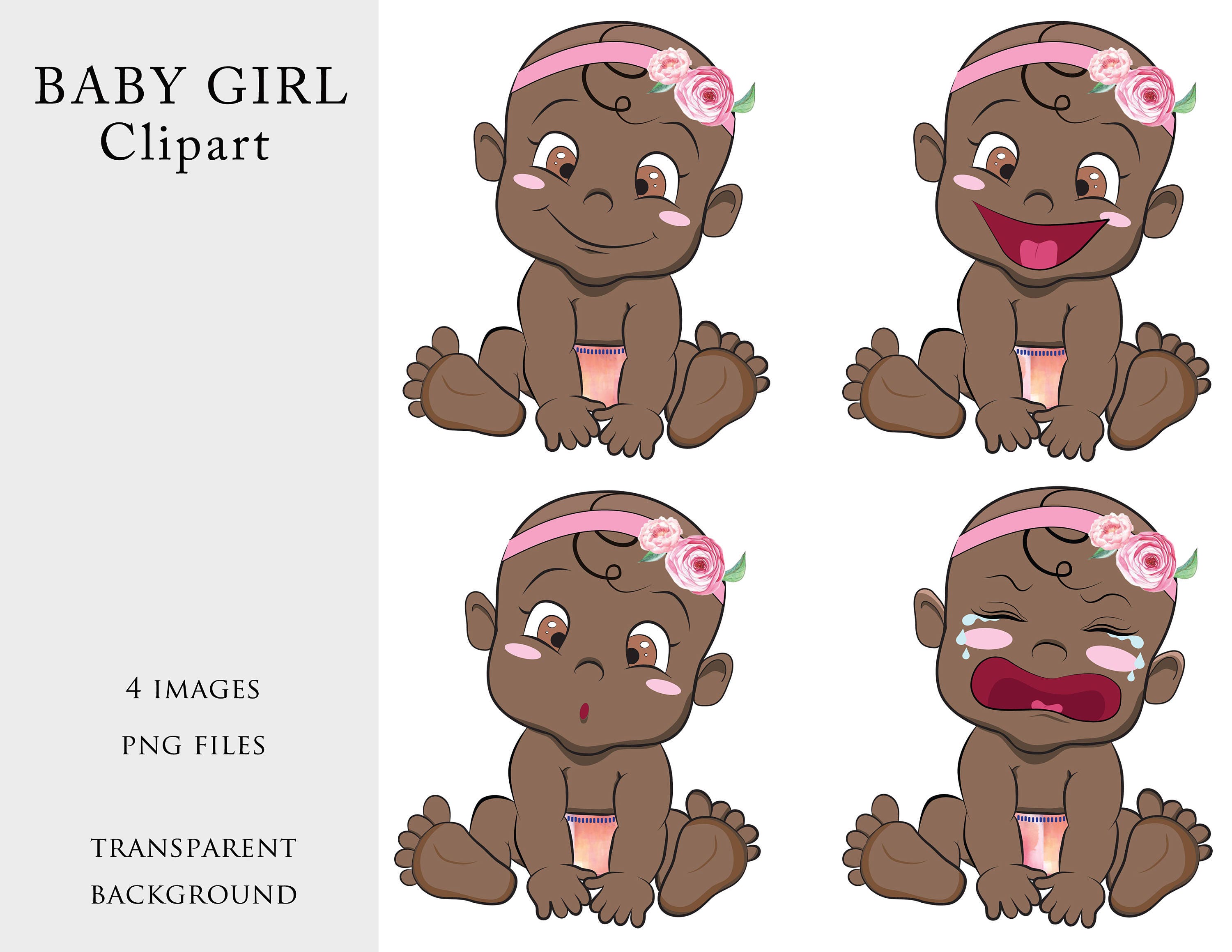 Baby Girls Clip Art Happy Sad Mad Crying Curios Faces Etsy