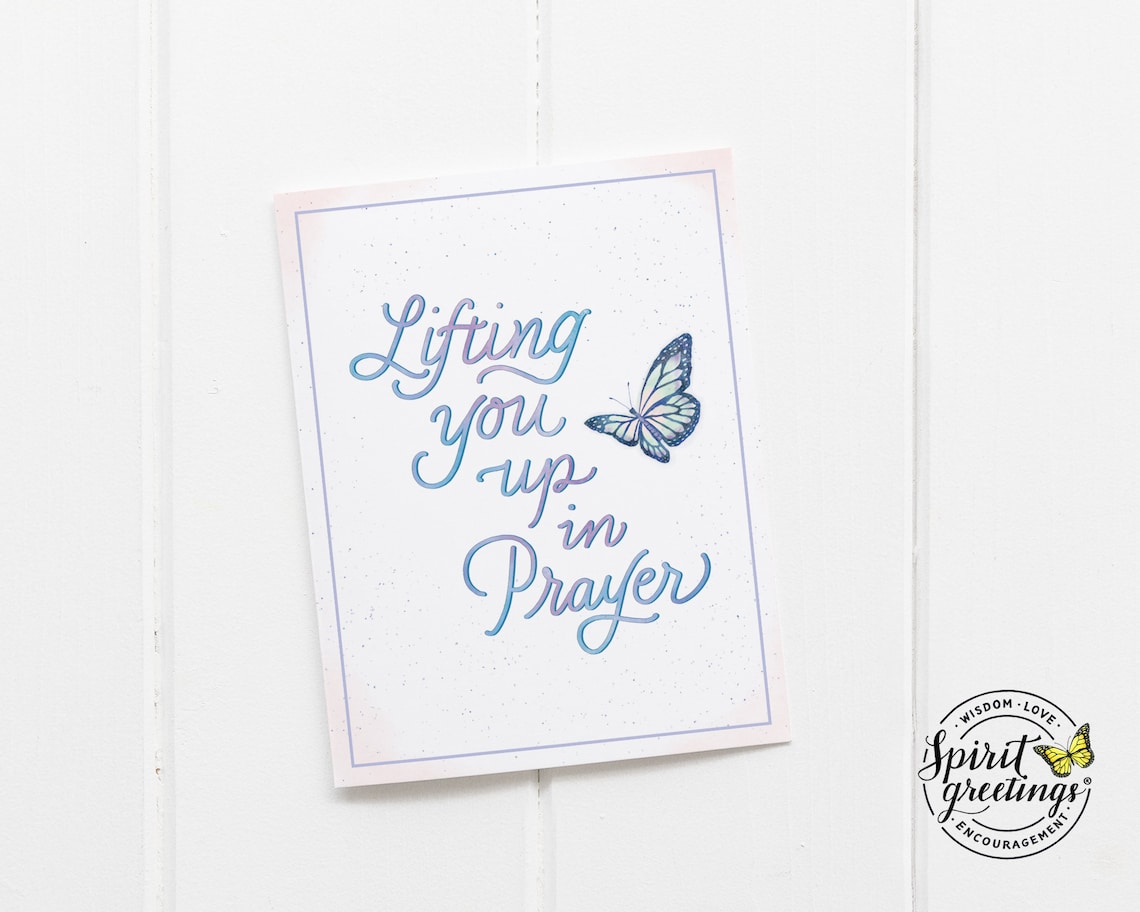 Lifting You Up in Prayer Greeting Card with Hand Lettering | Etsy