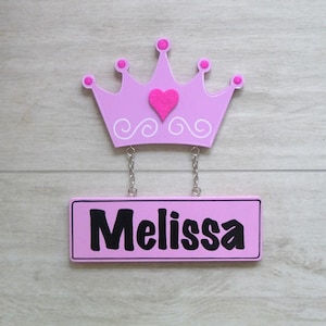 Princess crown nursery name sign, Princess name sign, Princess crown door sign, Nursery name signs