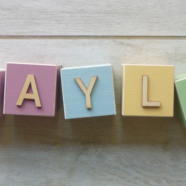 Wooden blocks with name, Personalised baby blocks, Name blocks, Nursery name sign, Wooden block baby gift