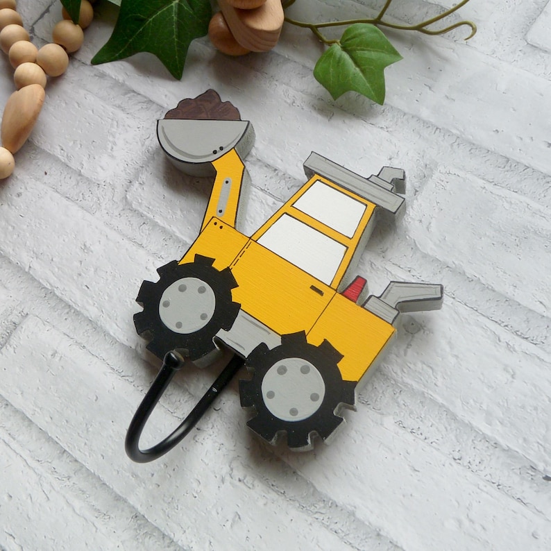 boys bedroom storage hook with digger design