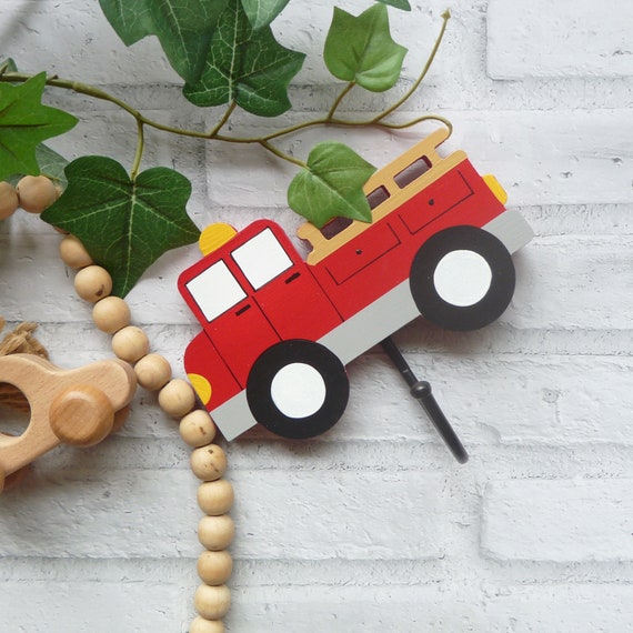 Decorative Wall Hooks for Kids, Fire Truck Nursery Wall Hooks