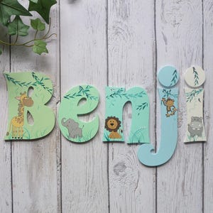 Plaque nominative pour chambre d'animal Safari, Plaque pour porte animal de la jungle, Lettres en bois pour animaux de la jungle et Lettres en bois pour animaux de safari