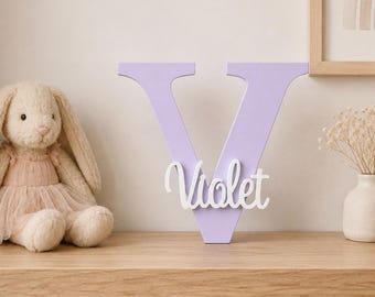 Letrero de madera con nombre, letrero para guardería, letrero con nombre de bebé, letrero con nombre personalizado