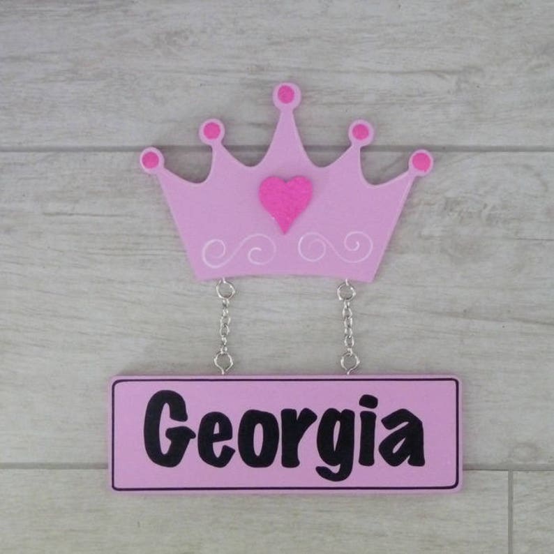 Wooden name Princess crown wall decor Personalised Kids | Etsy