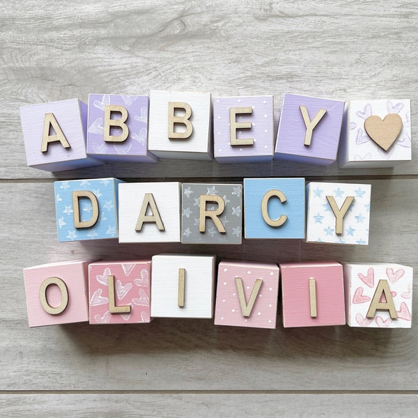 Personalised baby name blocks, Wooden blocks with letters, Baby blocks, Name block for nursery, Wooden block baby gift