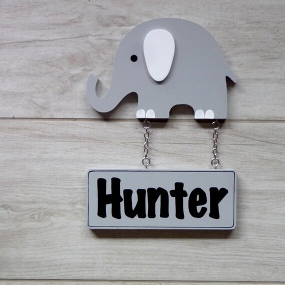 Woodland Personalized Sign,Kids Name Elephant Sign Kids Door Sign Safari 5 x 10 Sign Baby Nursery Wall Decor 