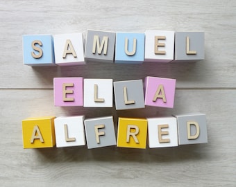 Baby name blocks, Personalised wooden blocks, Name blocks for nursery, Personalised baby gift, Wooden blocks with letters, Baby blocks
