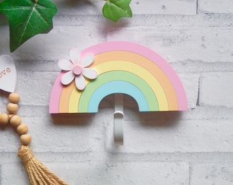 Rainbow Wall Hook, Rainbow Nursery Decor, Pastel Rainbow Decor, Kids Room Hook