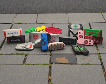 Magnetic KickFlip Fidget Toy: Skateboard Fidgets with Storage Crate