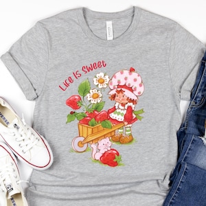 Life Is Sweet - Retro Girl PNG - DTF - Sublimation - Tshirt Design - Sweatshirt Design - Cartoon - Girly Cartoon - Strawberry Shortcake