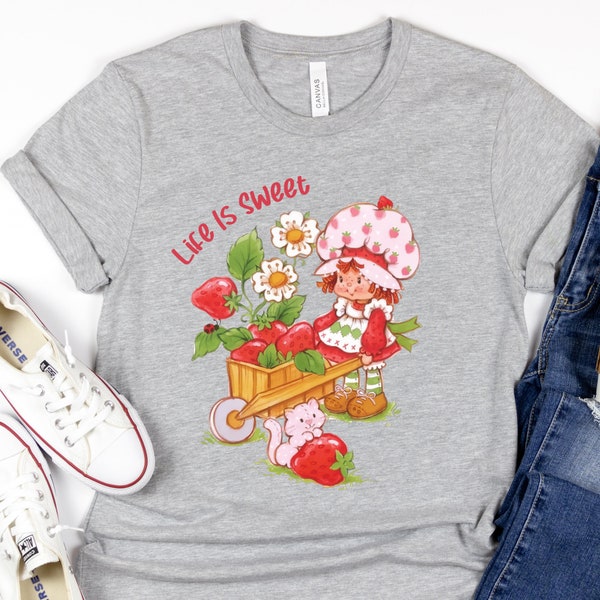 Life Is Sweet - Retro Girl PNG - DTF - Sublimation - Tshirt - Sweat-shirt - Dessin animé - Dessin animé girly - Charlotte aux fraises