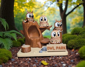 Juego de hábitat de búho del bosque: Mascotas de escritorio impresas en 3D