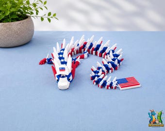 Drago del 4 luglio: decorazione con bandiera americana stampata in 3D