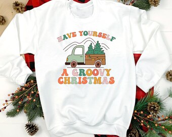 Groovy Christmas Truck - DTF/Sublimation T-Shirt Design (Digital Download)