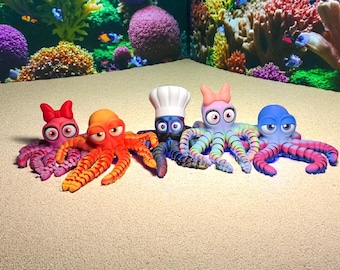 Vibrant 3D Printed Octopus | Ocean Decor | Sea Life Desk Fidget