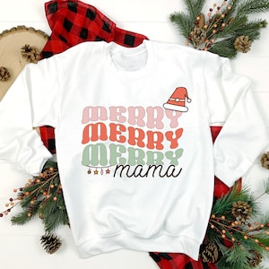 Merry Merry Merry Mama - DTF - Sublimation - Tshirt Design - Sweatshirt Design - Retro - Merry Christmas