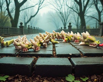 3D-geprinte gelede zombiedraak - Halloweendecor