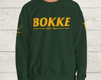 Springbok Rugby Sweatshirt, Unisex Bokke Design in Green