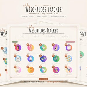 Diet Milestone Gift: Holographic Weight Loss Tracker and Stickers Set