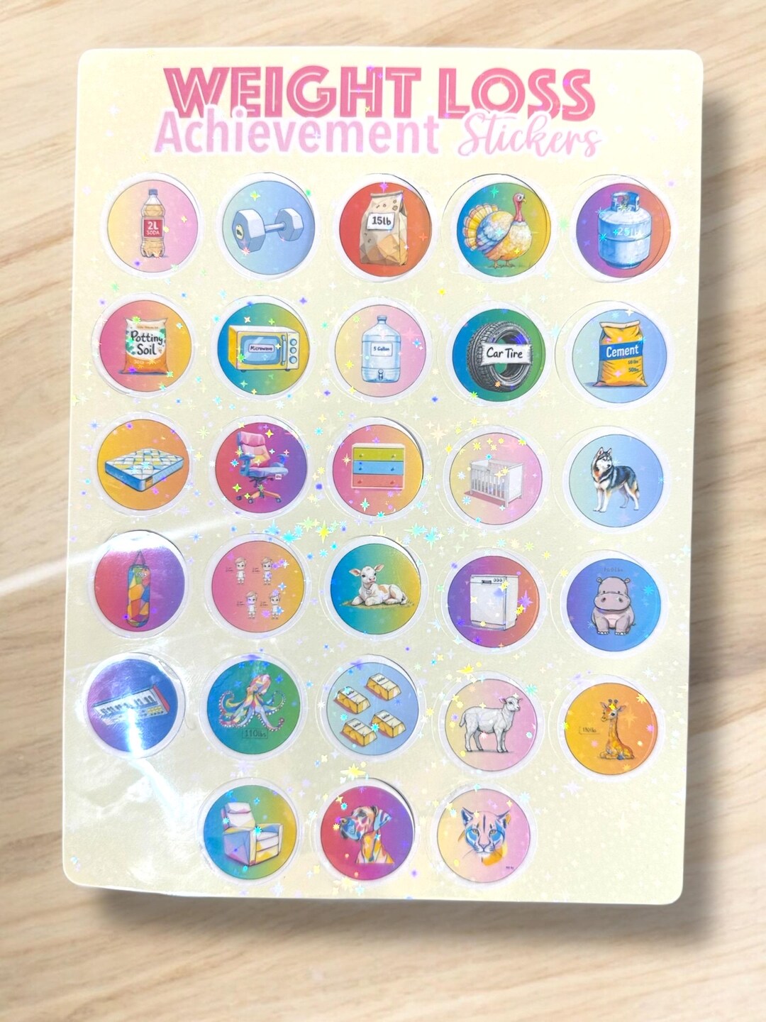 Weight Loaded Stickers Weight Loss Holographic Stickers: Milestone Tracker, Diet Gift - Etsy