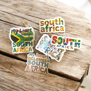 Mooie set van 5 Zuid-Afrika-stickers voor je auto of vrachtwagen, bidon of laptop. Levendige en unieke ontwerpen voor een perfect gif
