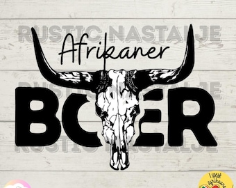 Cráneo de toro afrikáner bóer SVG: Patrimonio sudafricano (descarga digital)