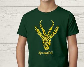 South Africa Rugby Kids T-Shirt: Springbok Supporter Green & Gold