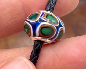 Sterling Silver & Millefiori Spacer Bead// 925 Sterling Silver 14mm Pandora Style Bead//