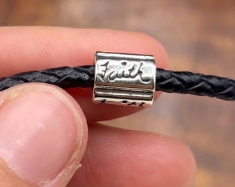 Sterling Silver “Faith” Spacer Bead// 925 Sterling Silver 10mm Pandora Style Bead//