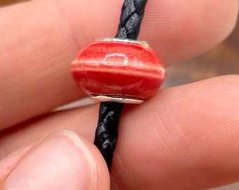 Sterling Silver & Millefiori Spacer Bead// 925 Sterling Silver 14mm Pandora Style Bead//