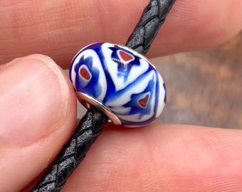 Sterling Silver & Millefiori Spacer Bead// 925 Sterling Silver 14mm Pandora Style Bead//